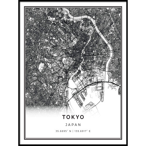 Squareious Tokyo map Poster Print | Modern Black and White Wall Art | Scandinavian Home Decor | Japan City Prints Artwork | Fine Art Posters 18x24