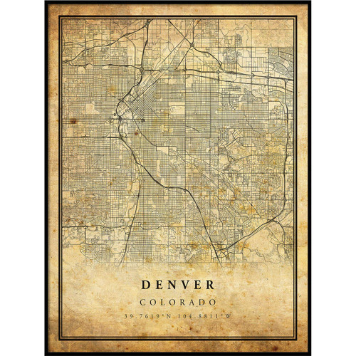 Denver map Vintage Style Poster Print | Old City Artwork Prints | Antique Style Home Decor | Colorado Wall Art Gift | Vintage map Poster 18x24 Denver map Vintage Style Poster Print | Old City Artwork Prints | Antique Style Home Decor | Colorado Wall Art Gift | Vintage map Poster 18x24