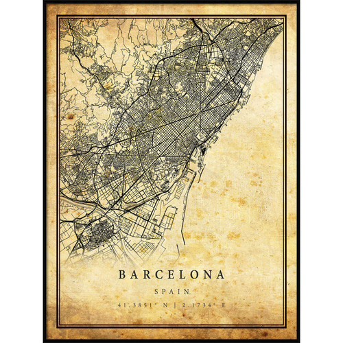 Barcelona map Vintage Style Poster Print | Old City Artwork Prints | Antique Style Home Decor | Spain Wall Art Gift | Antique map Wall Art 20x30 Barcelona map Vintage Style Poster Print | Old City Artwork Prints | Antique Style Home Decor | Spain Wall Art Gift | Antique map Wall Art 20x30
