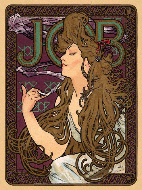 Magnet 1890s Job Rolling Paper Classic Art Print Alphonse Mucha Magnet Vinyl Magnetic Sheet for Lockers, Cars, Signs, Refrigerator 5"