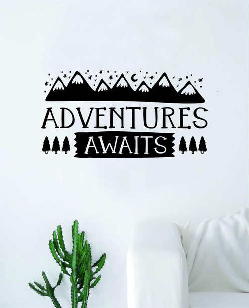 Adventures Awaits Wall Decal Quote Home Room Decor Decoration Art Vinyl Sticker Inspirational Teen Adventure Wanderlust Explore Family Trees Hike Mountains Stars Moon Adventures Awaits Wall Decal Quote Home Room Decor Decoration Art Vinyl Sticker Inspirational Teen Adventure Wanderlust Explore Family Trees Hike Mountains Stars Moon