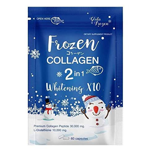 3 envelopes Frozen Collagen Whitening x10 Glutathione 10000 mg Reduce acne Freckles Melasma Aura Whitening Lightening Skin anti-aging Lightenin Skin Reduce Acne Hair Nails 1 envelopes : 60 Softgels