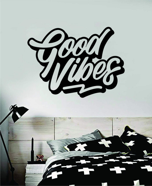 Boop Decals Good Vibes V5 Quote Wall Decal Sticker Bedroom Home Room Art Vinyl Inspirational Motivational Teen Decor Decoration Positive School Playroom Nursery Love Family Happy Yoga