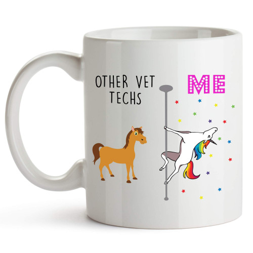 YouNique Designs Veterinary Technician Mug, 11 Ounces, Unicorn Coffee Mug for Vet Techs, Gifts For Vet Techs, Funny Veterinary Gifts (White)