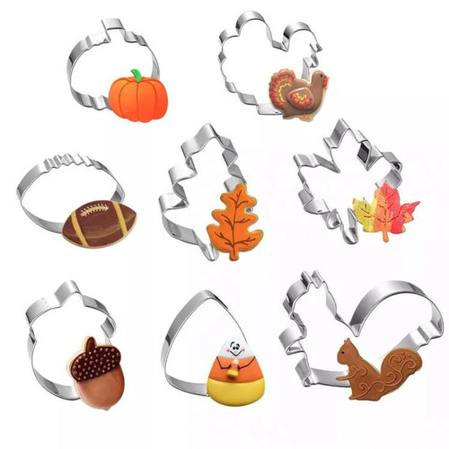 Fall Thanksgiving Cookie Cutters Set - 8 Pieces - Pumpkin, Football,Turkey, Maple Leaf, Oak Leaf,Squirrel,Candy Corn and Acorn- Stainless Steel Fall Thanksgiving Cookie Cutters Set - 8 Pieces - Pumpkin, Football,Turkey, Maple Leaf, Oak Leaf,Squirrel,Candy Corn and Acorn- Stainless Steel