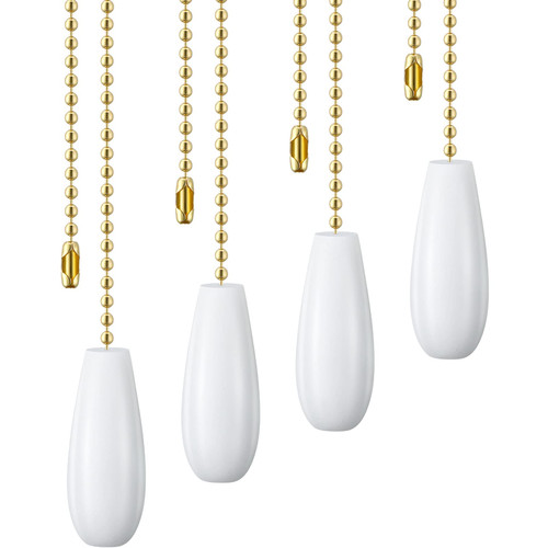 Boao 4 Pieces Ceiling Fan Chain Pulls Chain Extender Wooden Pull Chain 13.8 Inch Ceiling Fan Chain Extension Pull Chain for Ceiling Fan Light Lamp (White)