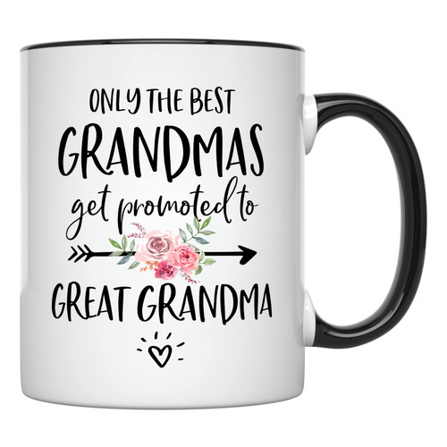 YouNique Designs Only the Best Grandmas Get Promoted to Great Grandma Mug, 11 Ounces, Announcement (White)