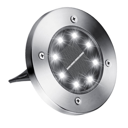 Brizled 1 PCS Solar Ground Lights, 8 LED Solar Disk Lights Outdoor in-Ground Lights, Flat Solar Light Waterproof, Outside Solar Disc Lights for Pathway Walkway Driveway Garden Landscaping, Cool White