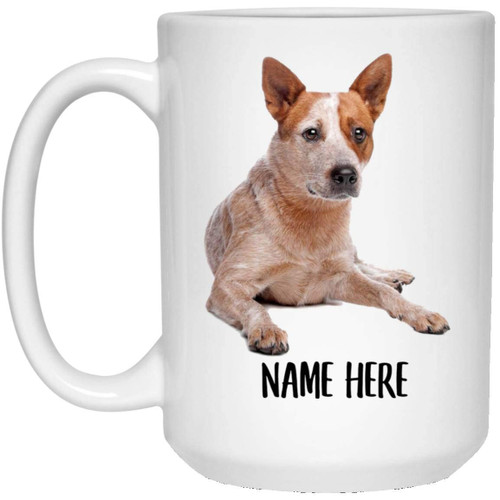 Funny Australian Cattle Dog Red Heeler Personalized Name Christmas 2023 Gifts Coffee Mug White 15 Oz