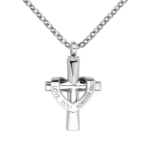 NanMuc Stainless Steel Dad Cross Urn Necklaces for Ashes Cremation Jewelry Crucifix Keepsake Memorial Pendant Necklace NanMuc Stainless Steel Dad Cross Urn Necklaces for Ashes Cremation Jewelry Crucifix Keepsake Memorial Pendant Necklace