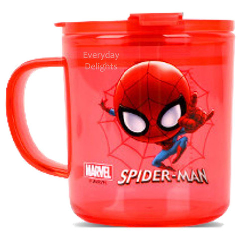 Everyday Delights Marvel Spider-Man Red Durable Cup Clear Plastic Cup Mug with Lid and Straw,300ml