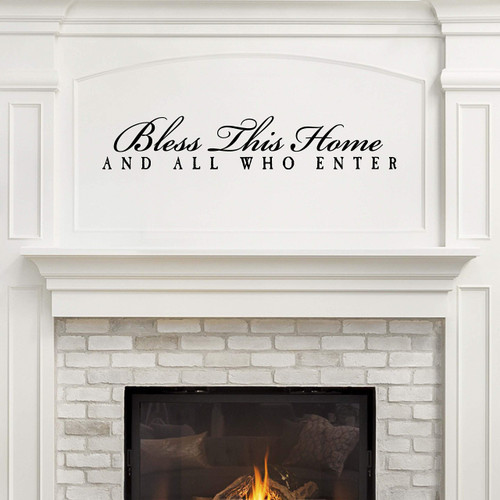 Bless This Home and All Who Enter Wall Decal | Living Room Wall Decal | Bless This Home Wall Sticker | Living Room Decals | Living Room Decor | 33x6-Black