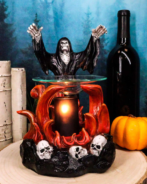 Ebros Fantasy Macabre Dark Conjuring Grim Reaper with Fire Magic Electric Oil Burner Tart Warmer Aroma Scent Statue Long Home Fragrance Decorative Skulls Skeletons Accessory Figurine Ebros Fantasy Macabre Dark Conjuring Grim Reaper with Fire Magic Electric Oil Burner Tart Warmer Aroma Scent Statue Long Home Fragrance Decorative Skulls Skeletons Accessory Figurine