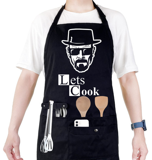 Funny Cooking Chef Apron with Pockets BBQ Kitchen Work Aprons Birthday Father's day Creative Gifts
