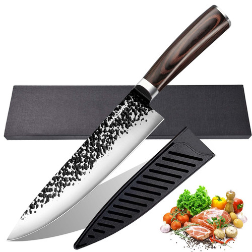 SANDEWILY Chef Knife, 8 Inch Professional Chefs Knife Sharp Kitchen Knife, German High Carbon Stainless Steel Japanese Knife with Ergonomic Handle and Gift Box SANDEWILY Chef Knife, 8 Inch Professional Chefs Knife Sharp Kitchen Knife, German High Carbon Stainless Steel Japanese Knife with Ergonomic Handle and Gift Box