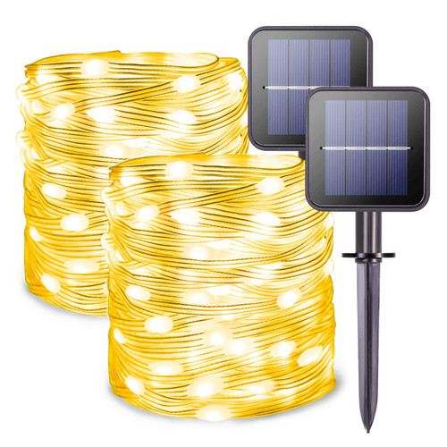 JMEXSUSS 200 LED Solar String Lights Outdoor Waterproof, 2 Pack 66FT Super Bright Solar Powered Fairy Lights with 8 Modes,PVC Wire Warm White Solar Twinkle Lights for Garden Patio Christmas JMEXSUSS 200 LED Solar String Lights Outdoor Waterproof, 2 Pack 66FT Super Bright Solar Powered Fairy Lights with 8 Modes,PVC Wire Warm White Solar Twinkle Lights for Garden Patio Christmas