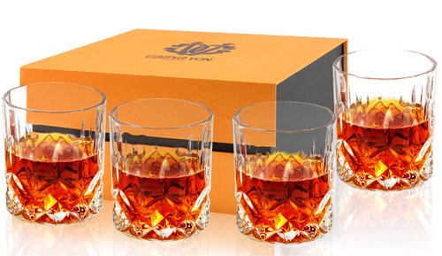 calliva von Old Fashioned Bourbon Glass, Set of 4 Crystal Whiskey Glasses In Gift Box. Rocks Glass for Scotch Irish Whisky Cocktail Cognac Snifter Rum Tequila Drinking, Best Lowball Tumbler 10oz calliva von Old Fashioned Bourbon Glass, Set of 4 Crystal Whiskey Glasses In Gift Box. Rocks Glass for Scotch Irish Whisky Cocktail Cognac Snifter Rum Tequila Drinking, Best Lowball Tumbler 10oz