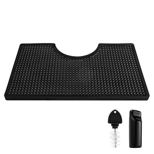 MRbrew Beer Drip Tray, Non-Slip PVC Kegerator Surface Mount Drip Tray Mat, Beverage Bar Drip Tray with Draft Beer Tower Flange Cutout