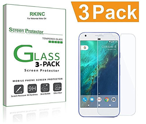 for Google Pixel Screen Protector, RKINC [Bubble-Free][HD-Clear][Anti-Scratch][Anti-Glare][Anti-Fingerprint] Tempered Glass Screen Protector for Google Pixel (5 Inch,2016),-[3Pack]