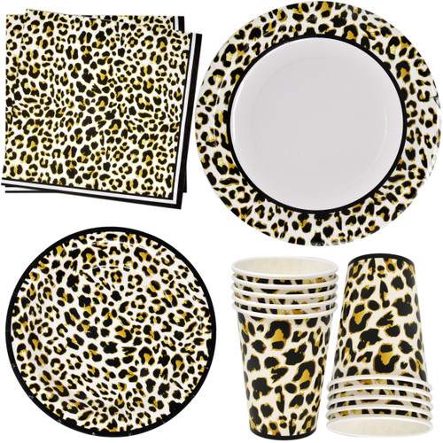 Leopard Print Party Supplies Tableware Set 24 9" Plates 24 7" Plate 24 9 Oz. Cup 50 Lunch Napkin Black and White for Cheetah Jungle Safari Animal Adventure Baby Shower Birthday Disposable Paper Goods Leopard Print Party Supplies Tableware Set 24 9" Plates 24 7" Plate 24 9 Oz. Cup 50 Lunch Napkin Black and White for Cheetah Jungle Safari Animal Adventure Baby Shower Birthday Disposable Paper Goods