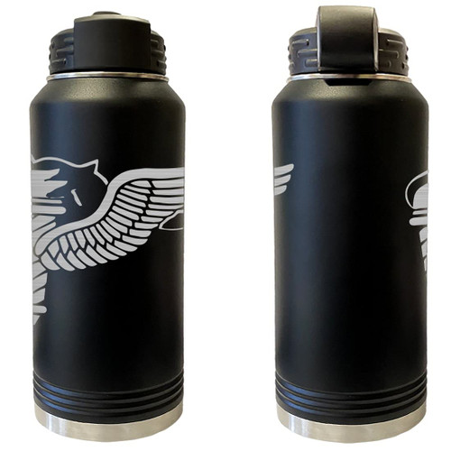 Army Pathfinder Badge Laser Engraved 32oz Water Bottle (Black)