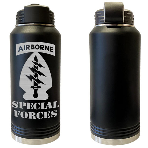 Army Special Forcesn Laser Engraved 32oz Water Bottle (Black)