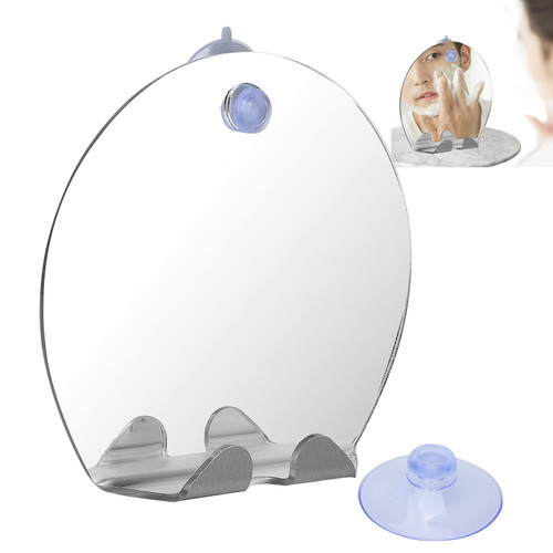 ZJchao Anti Fog Shower Mirror, Fogless Round Shape Bathroom Shaving Mirror Fog Free Wall Hanging Mirrors with Suction Frameless Bathroom Shaving Mirror for Men and Women Home Traveling