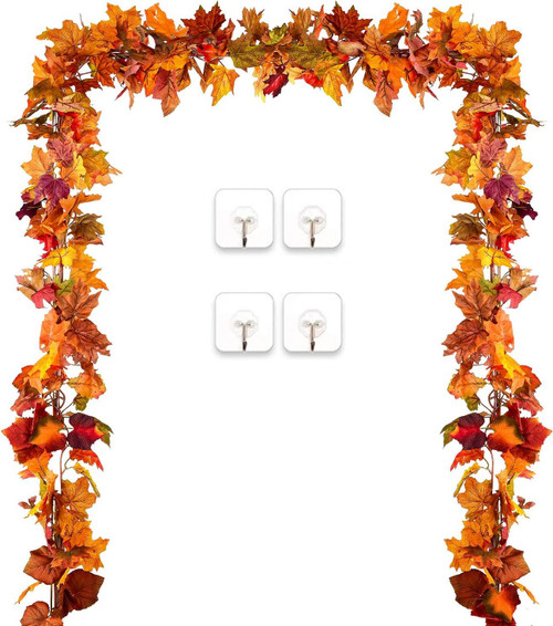DearHouse 3 Pack Fall Garland Maple Leaf, 5.9Ft/Piece Hanging Vine Garland Artificial Autumn Foliage Garland Thanksgiving Decor for Home Wedding Fireplace Party Christmas