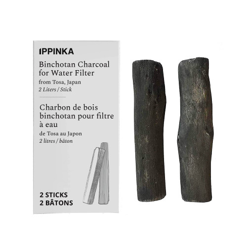 Binchotan Charcoal from TOSA, Japan - Water Purifying Sticks for Great-Tasting Water, 2 Sticks - Each Stick Filters up to 2 Liters of Water