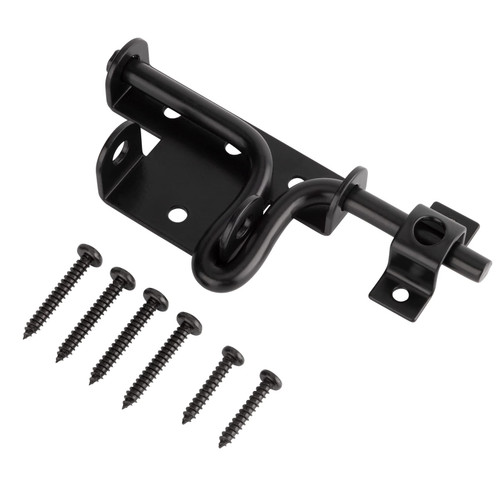 CHIJANE Heavy Duty Slide Bolt Gate Latch with Padlock Hole, Sliding Bolt Gate Lock for Outdoor, Fence Latches Gate Hardware for Wooden Fences Barn Door, Garden(Black Finish)