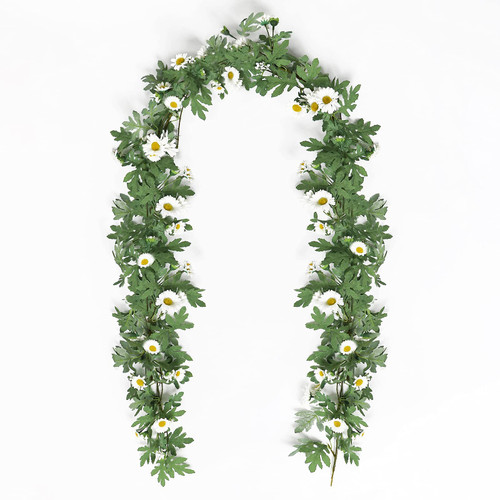 SOMYTING Artificial Daisy Garland Decorative Fake Flower Vine Hanging 5.6Ft Silk Flower Greenery for Home Garden Outdoor Ceremony Wedding Arch Floral Decor