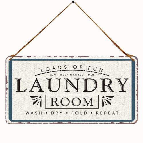 ZOVSON Loads of Fun Laundry Room Vintage Metal Sign Wall Art Hanging Rustic Farmhouse Home Decor for laundry room, Bathroom, Washroom 5X10 Inch