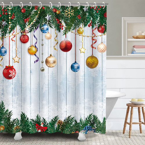 RosieLily Christmas Shower Curtain Red and Green Shower Curtains for Bathroom Holiday Xmas Shower Curtain Set with Hooks Colorful Baubles Merry Christmas Bathroom Decor, 72" W x 72" H RosieLily Christmas Shower Curtain Red and Green Shower Curtains for Bathroom Holiday Xmas Shower Curtain Set with Hooks Colorful Baubles Merry Christmas Bathroom Decor, 72" W x 72" H