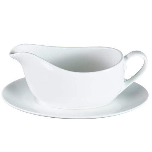 CLAPPER Porcelain Gravy Boat with Tray for Gravy, Jam, White, Large capacity of 14 oz CLAPPER Porcelain Gravy Boat with Tray for Gravy, Jam, White, Large capacity of 14 oz