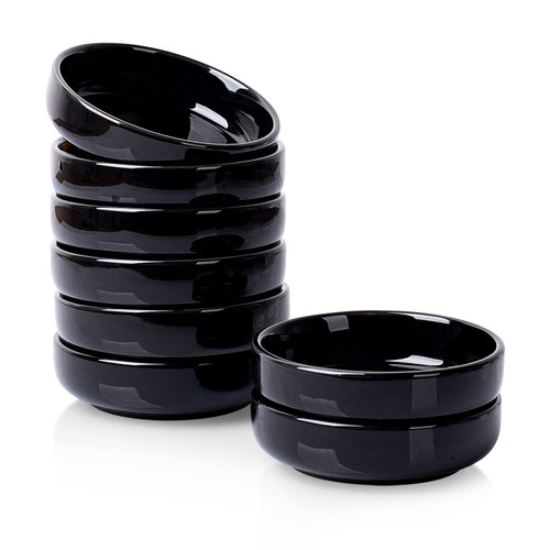 DELLING 8 PACK Dipping Bowls Set, Ceramic Dipping Sauce Dishes, 3.5 Oz Soy Sauce Dish, Side Dish Bowls, Small Bowl/Dish for BBQ, Condiments, Appetizer, Dessert, Sushi, Party - Black
