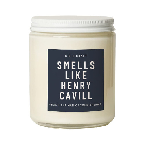 C&E Craft - Smells Like Henry Cavill Scented Candle - Flannel Pine Scent - Gift for Her, Celebrity Prayer Candle, Pop Culture Gift, Girlfriend Gift