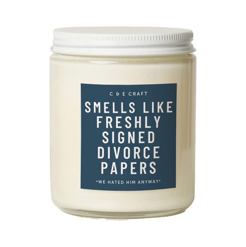 C&E Craft - Smells Like Freshly Signed Divorce Papers - Funny Divorce Candle | Gifts for Her | Newly Divorced | Divorce Papers | Gift for Divorced (Lavender Vanilla)