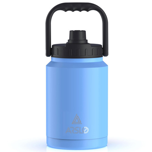 Arslo large Insulated Water Jug With Handle, Half Gallon Insulated Water Bottle, Half Gallon Stainless Steel Water Jug, Blue, 64 oz Arslo large Insulated Water Jug With Handle, Half Gallon Insulated Water Bottle, Half Gallon Stainless Steel Water Jug, Blue, 64 oz
