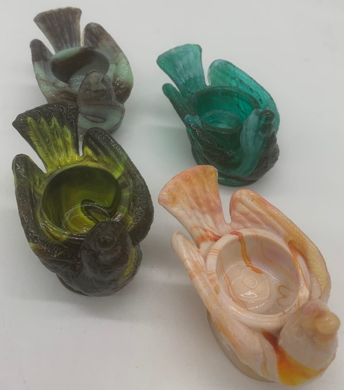 Salt Cellar / Dip - Open Bird - Glass - Lot of 4