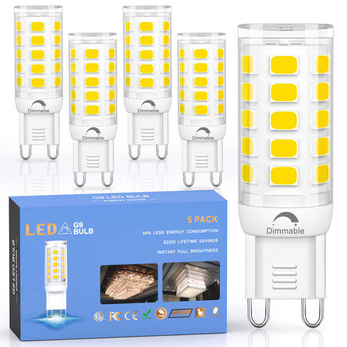 Cotanic G9 LED Bulb Dimmable 4000K Daylight, G9 Light Bulb Bi Pin Base for Crystal Chandelier,4W 40W T4 G9 Halogen Replacement,360 Degrees Beam Angle,400LM,120V AC,5 Pack Cotanic G9 LED Bulb Dimmable 4000K Daylight, G9 Light Bulb Bi Pin Base for Crystal Chandelier,4W 40W T4 G9 Halogen Replacement,360 Degrees Beam Angle,400LM,120V AC,5 Pack