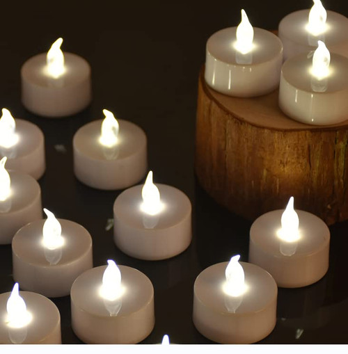 Eloer Battery Tea Lights LED Tea Lights Realistic and Bright Flickering Holiday Gift Operated Flameless LED Tea Light for Seasonal & Festival Celebration Lamp Battery Powered (24pack Warm White)