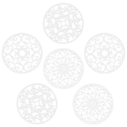 Kalsreui Tirvets for Hot Dishes, Silicone Trivet Hot Pads for Kitchen, Silicone Trivets for Hot Pots and Pans, Trivets for Quartz Countertops, White Kitchen Silicone Trivet Mat for Tabletops Set of 6