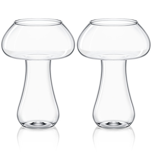 2 Pcs Mushroom Cocktail Glass Creative Martini Mushroom Glass Cup Glass Goblet Drink Cup for Wine Champagne Cocktail Home Bar Party, 260 ml
