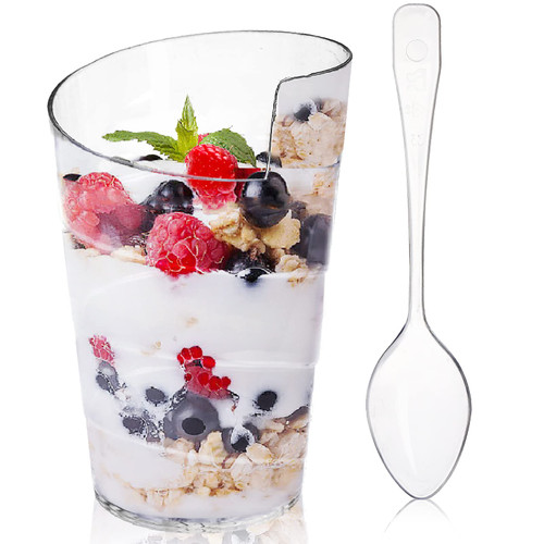 Fasmov 100 Pack 2 Oz Mini Dessert Cups with 100 Spoons, Clear Plastic Parfait Appetizer Cup for Tasting Party Desserts Appetizers Fasmov 100 Pack 2 Oz Mini Dessert Cups with 100 Spoons, Clear Plastic Parfait Appetizer Cup for Tasting Party Desserts Appetizers