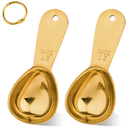 Gold Coffee Scoops, Stainless Steel Coffee Scoop, Coffee Measuring Spoons, Measuring Coffee Scoops, Measurer Golden Cofee Scoops 2 Tablespoons 30ml Pack of 2 Gold Coffee Scoops, Stainless Steel Coffee Scoop, Coffee Measuring Spoons, Measuring Coffee Scoops, Measurer Golden Cofee Scoops 2 Tablespoons 30ml Pack of 2