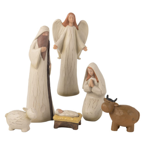 LC LCdecohome Nativity Sets for Christmas Indoor - 6 Piece Nativity Set Hand-Painted Sculpted Nativity Scene Nativity Sets Figurines Christmas Nativity Set Resin Collectible Figurine Set Home Decor