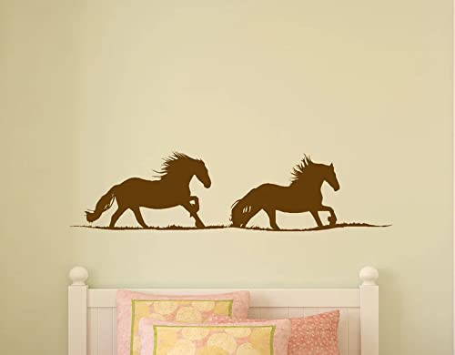 Horse Wall Decal, Mustang Stallion, Vinyl Sticker, Western Theme Home Office, College Dorm, Boy, Girl, Teen Student Room Decor, Running Pony (9 X 36 inches)