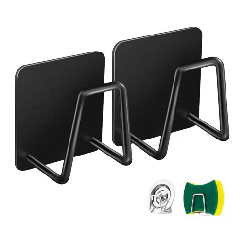 ESINAM 2Pcs Sponge Holders for Kitchen Sink, Strong Adhesive Small Sponge Holder, Premium Rustproof & Waterproof Kitchen Sink Caddy - Minimal Size - SUS304 Stainless Steel