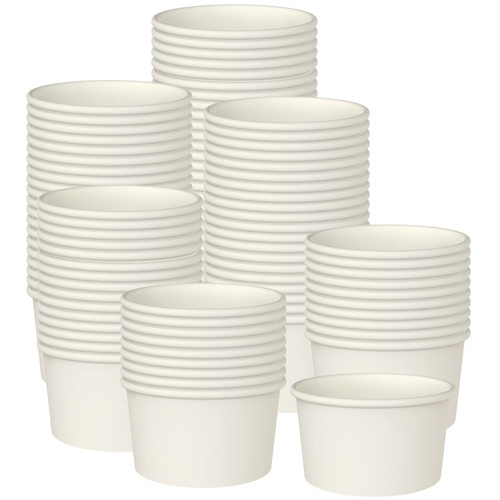 Axe Sickle 100 Pcs 8 Ounce Paper Ice Cream Cups Disposable Dessert Bowls for Hot or Cold Food, Sundae, Frozen Yogurt, Soup, White