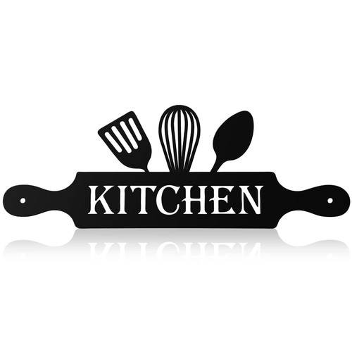 Kitchen Metal Sign Black Kitchen Utensil Wall Decor Modern Rustic Farmhouse Kitchen Wall Art Decoration for Home Kitchen Dining Room Metal Wall Decor, 13.8 x 5.2 Inch
